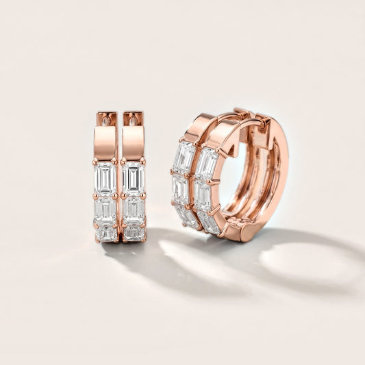 Stella Emerald Diamond Huggie Hoop Earrings in Rose Gold [studio-metal-20261024]