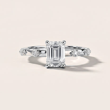 Elena Radiance Solitaire Emerald Diamond Engagement Ring in Silver [studio-metal-20261024]