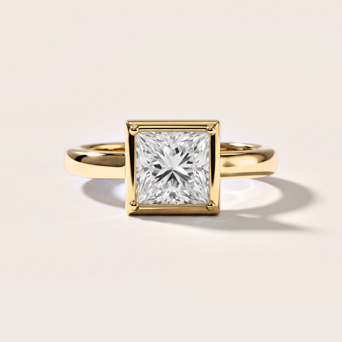 Alina Bezel Solitaire Princess Diamond Engagement Ring in Yellow Gold [studio-metal-20261024]