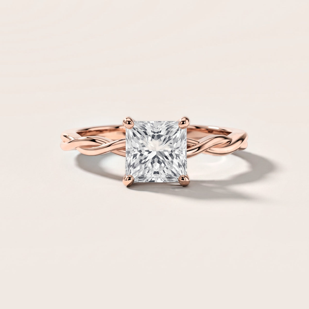 Iris Twist Princess Diamond Engagement Ring in Rose Gold [studio-metal-20261024]