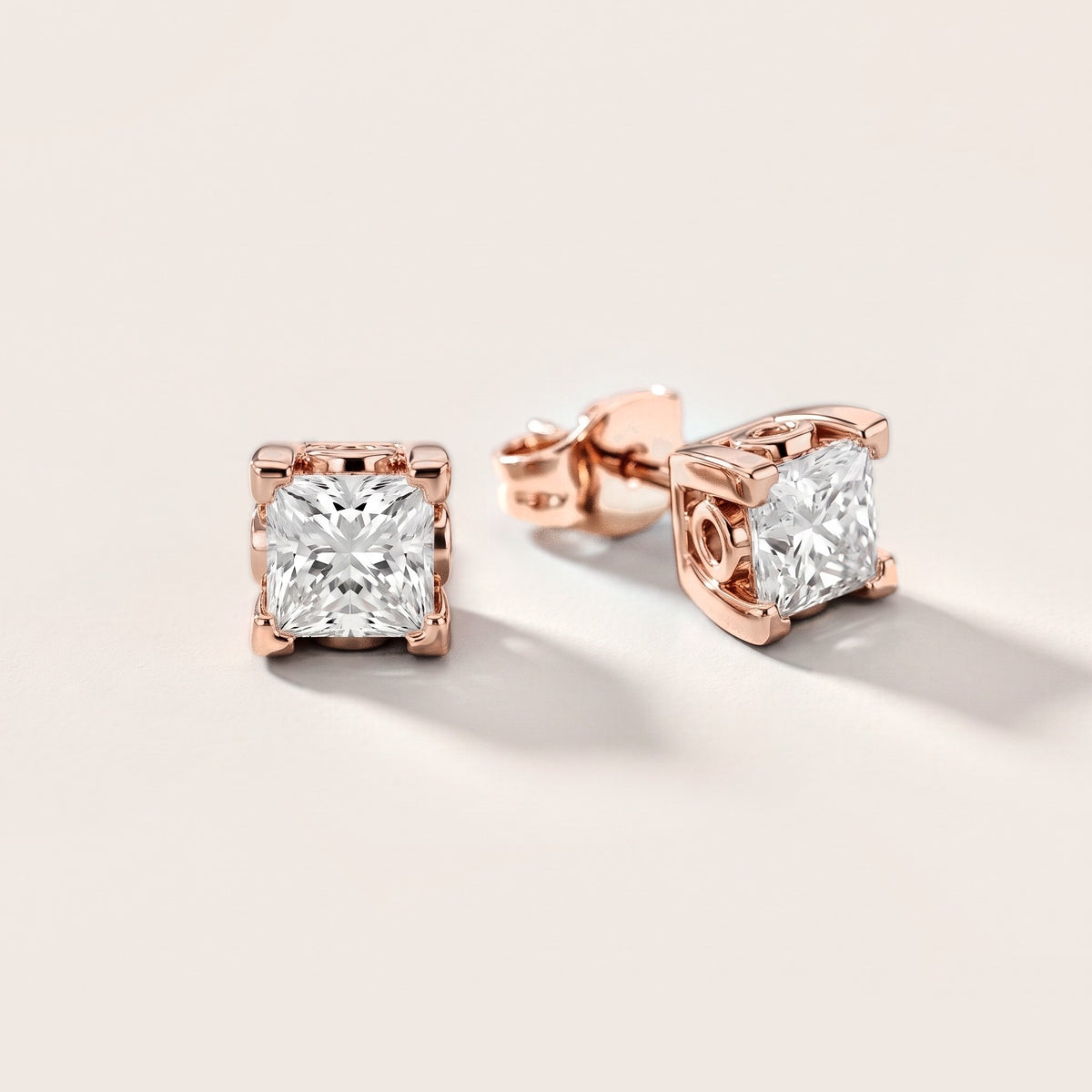 Iris Floral Princess Diamond Earrings in Rose Gold [studio-metal-20261024]