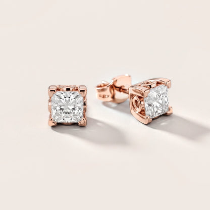 Iris Floral Princess Diamond Earrings in Rose Gold [studio-metal-20261024]