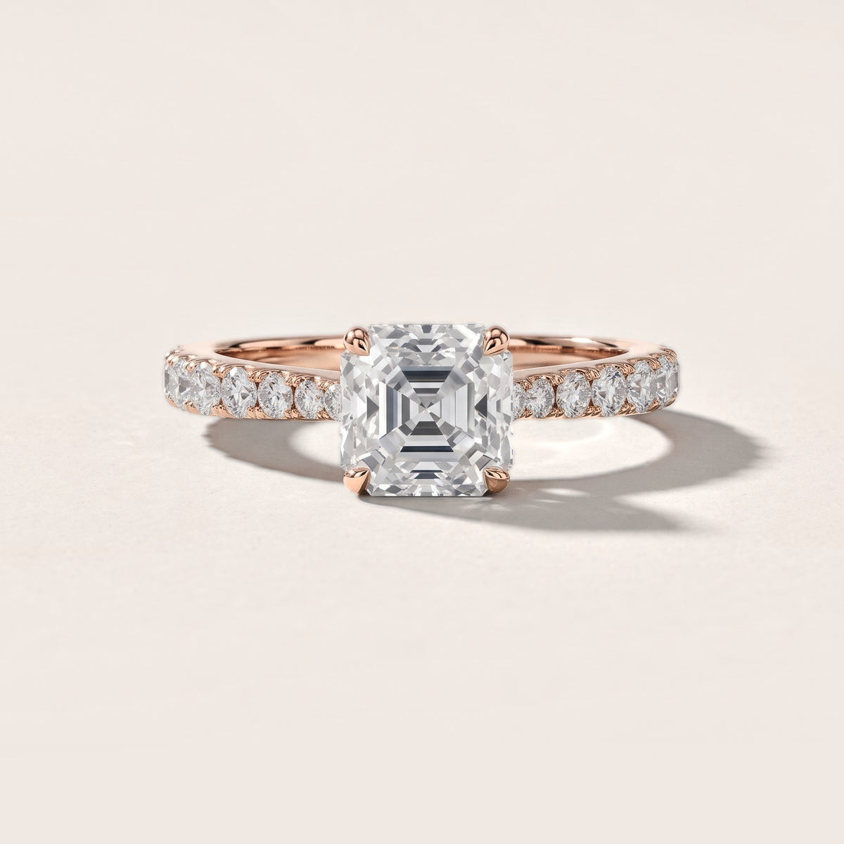 Gia Hidden Halo Pavé Asscher Diamond Engagement Ring in Rose Gold [studio-metal-20261024]