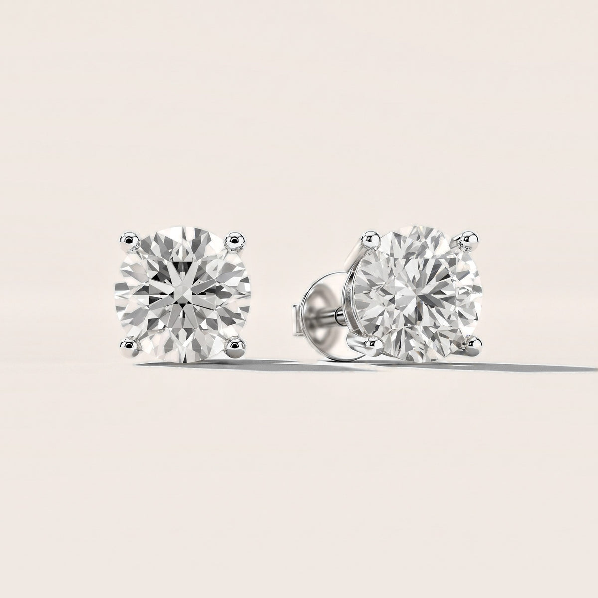 Four Prong Round Diamond Stud Earrings in White Gold [studio-metal-20261024]