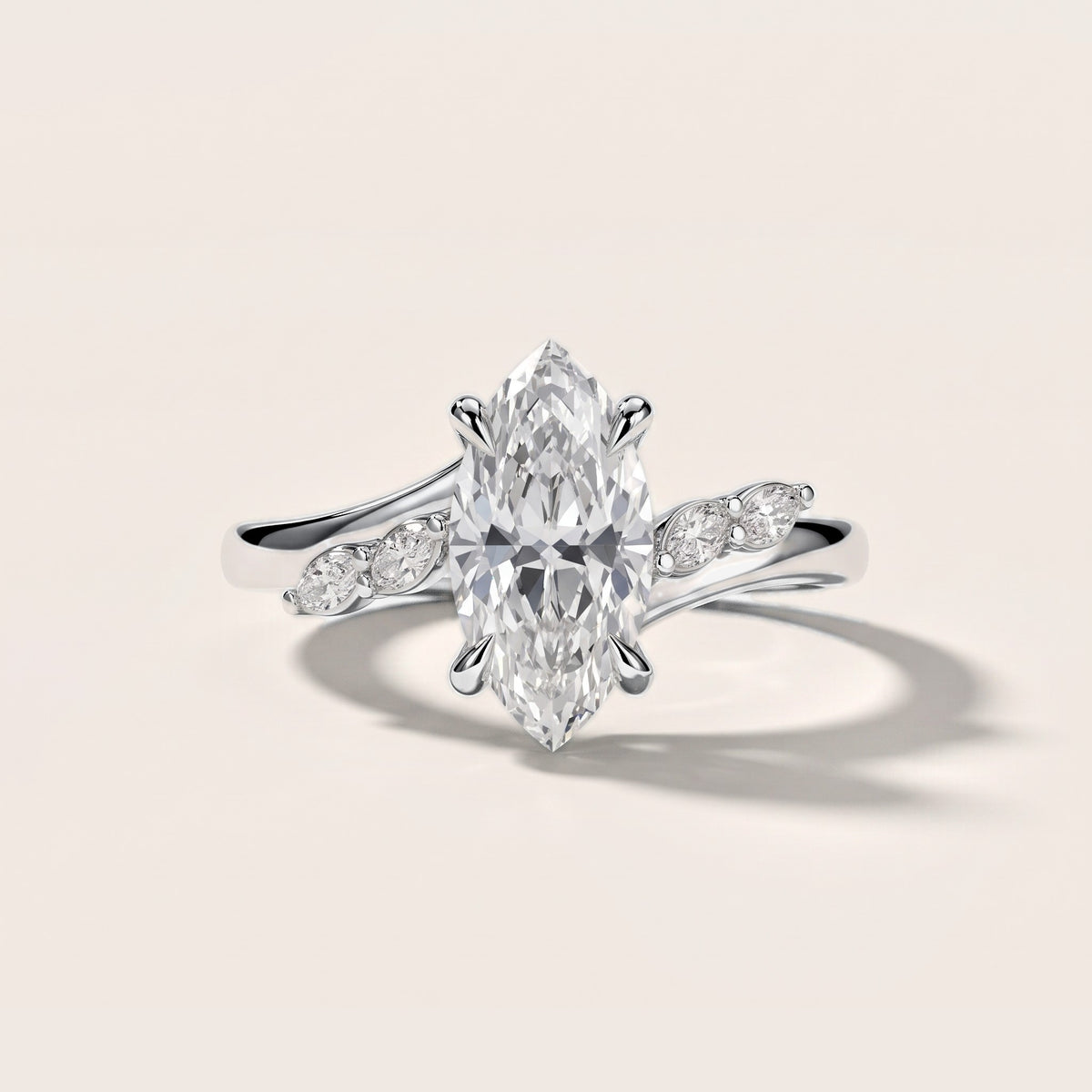 Flora Twist Side Stone Marquise Diamond Engagement Ring in White Gold [studio-metal-20261024]