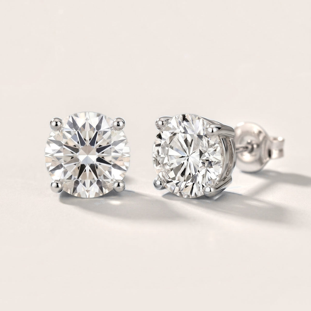 Four Prong Round Diamond Stud Earrings in White Gold [studio-metal-20261024]