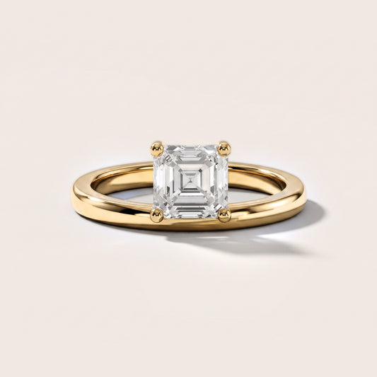Maisie Four Prong Solitaire Asscher Diamond Engagement Ring in Yellow Gold [studio-metal-20261024]
