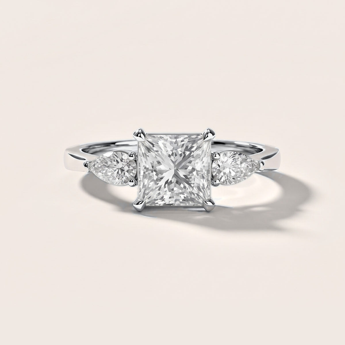 Grace Three Stone Princess Diamond Engagement Ring in White Gold [studio-metal-20261024]