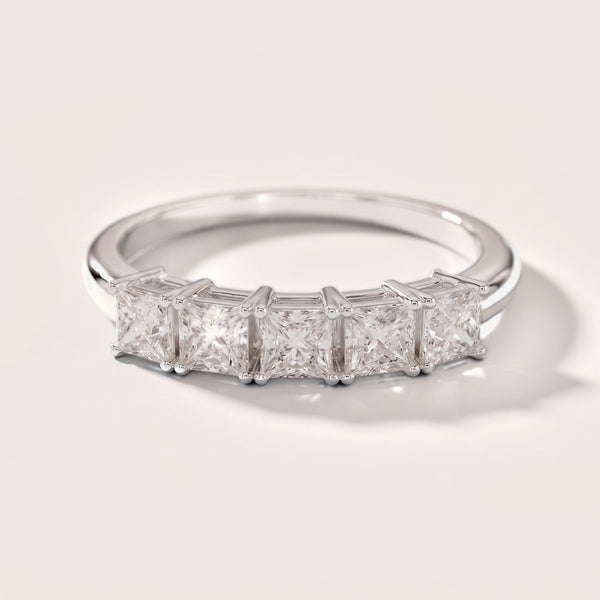 Eden Five-Stone Princess Diamond Anniversary Ring in Silver