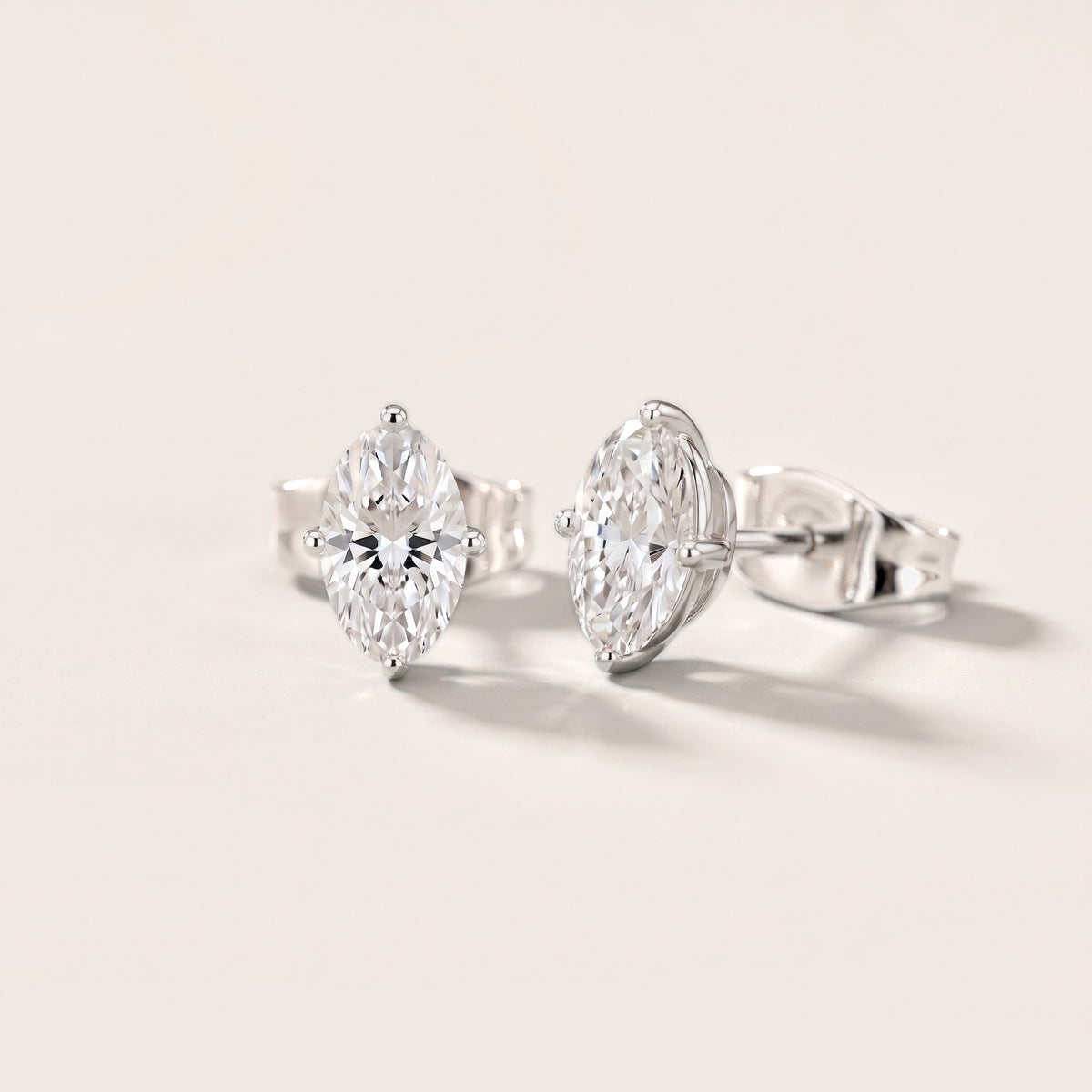 Stella Four-Prong Oval Diamond Earrings in White Gold [studio-metal-20261024]