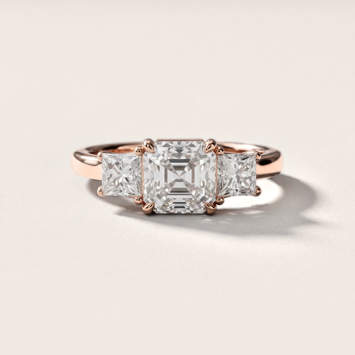 Sienna Three-Stone Asscher Diamond Engagement Ring in Rose Gold [studio-metal-20261024]