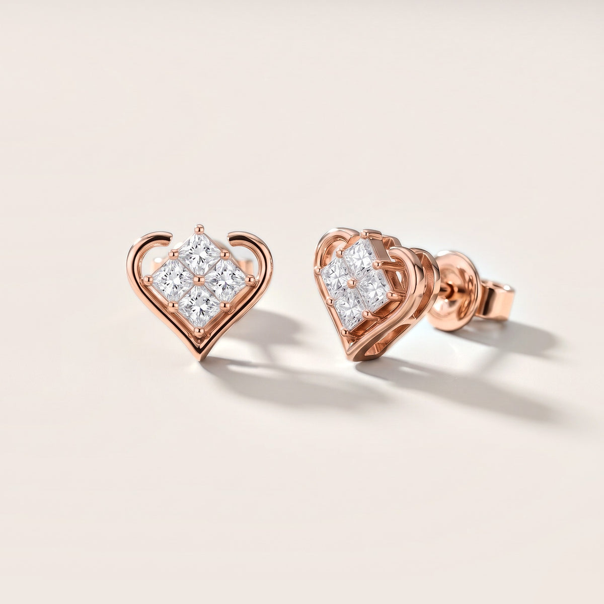 The Juliet Cluster Princess Diamond Earrings in Rose Gold [studio-metal-20261024]
