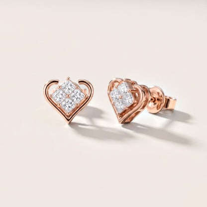 The Juliet Cluster Princess Diamond Earrings in Rose Gold [studio-metal-20261024]