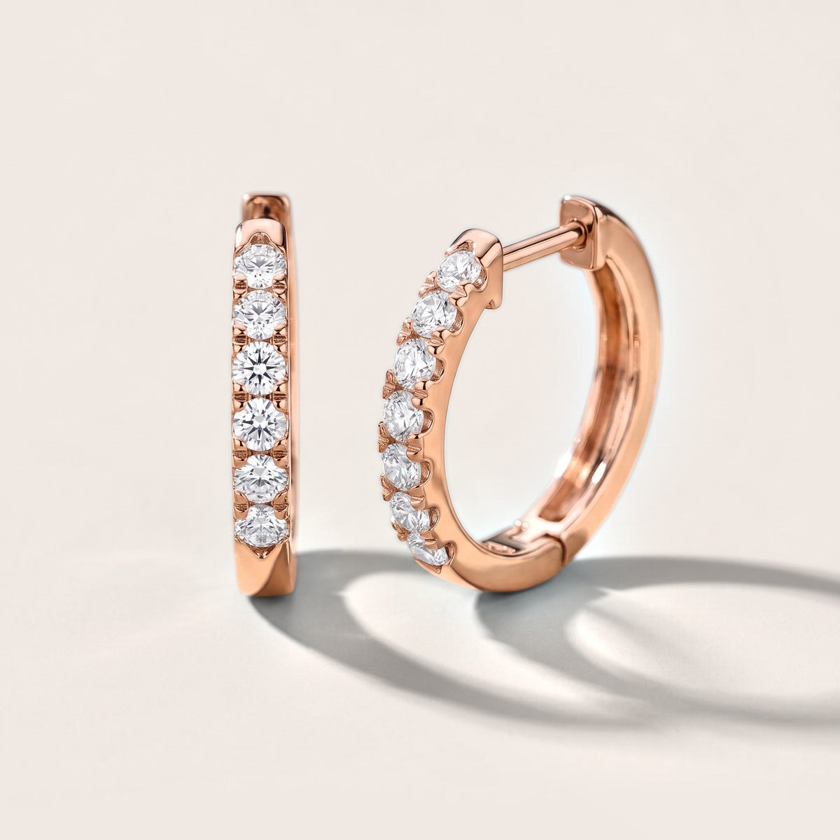 Classic Brilliant Round Diamond Hoop Earrings in Rose Gold [studio-metal-20261024]