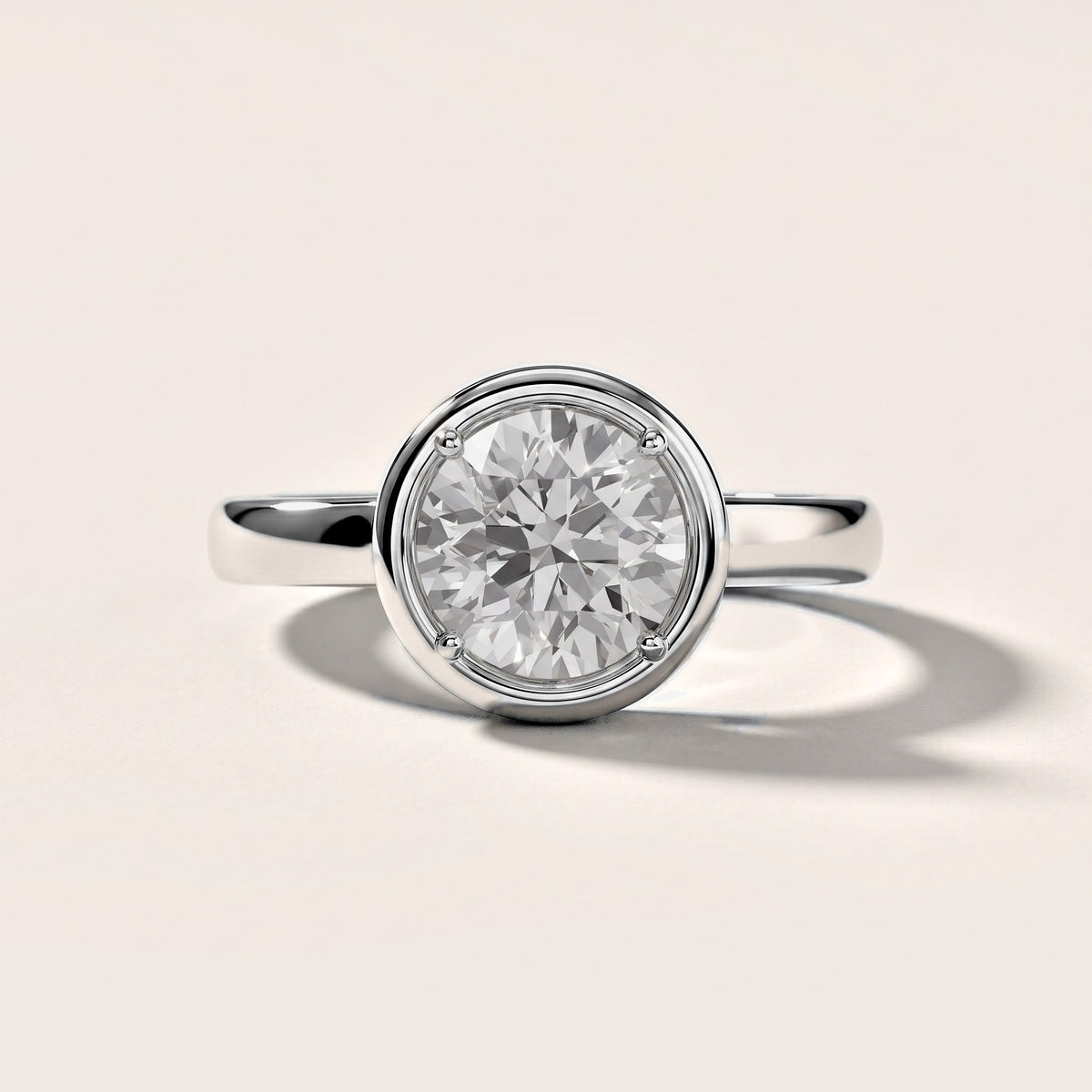 Alina Bezel Solitaire Round Diamond Engagement Ring in Silver [studio-metal-20261024]