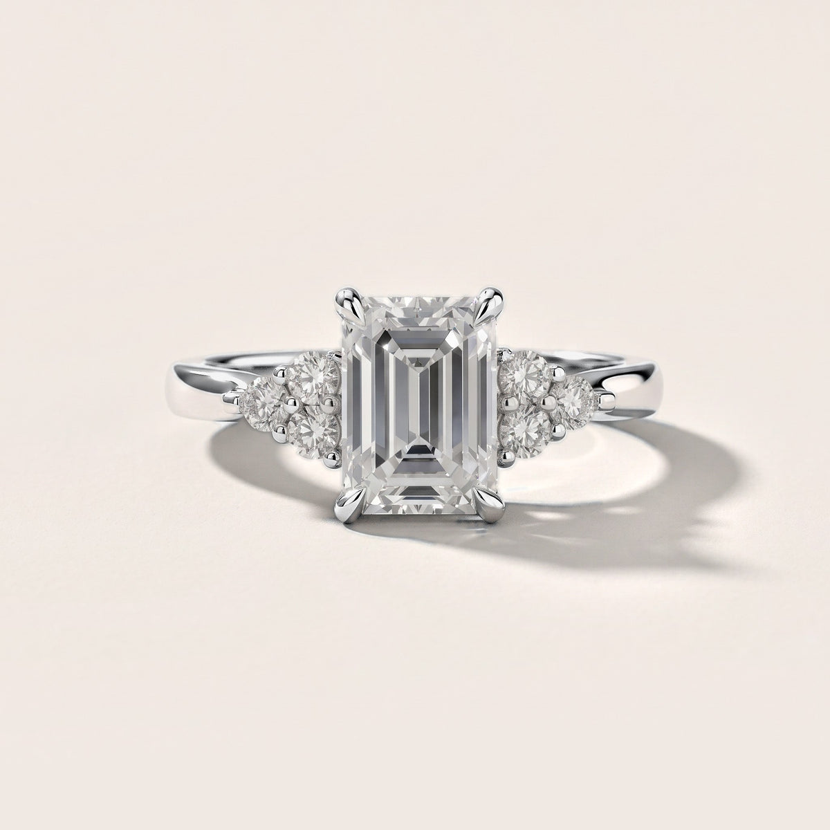 Anya Sidestone Cluster Emerald Diamond Engagement Ring in Silver [studio-metal-20261024]