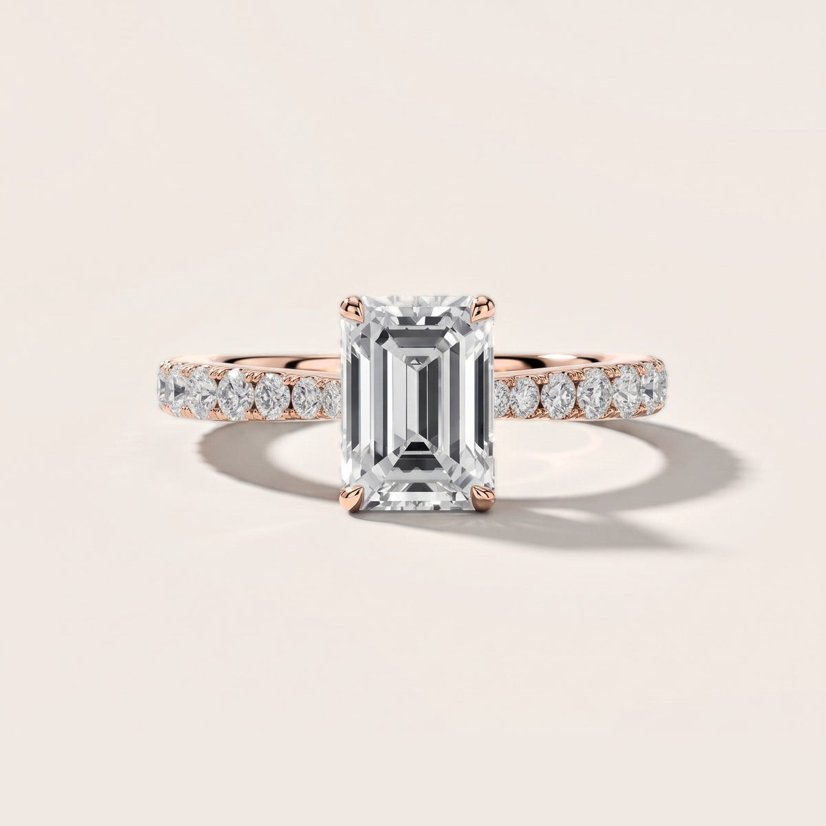 Gia Hidden Halo Pavé Emerald Diamond Engagement Ring in Rose Gold [studio-metal-20261024]