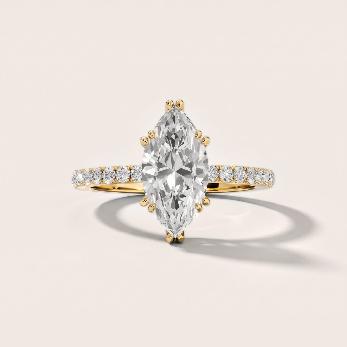 Luna Solitaire Pavé Marquise Diamond Engagement Ring in Yellow Gold [studio-metal-20261024]