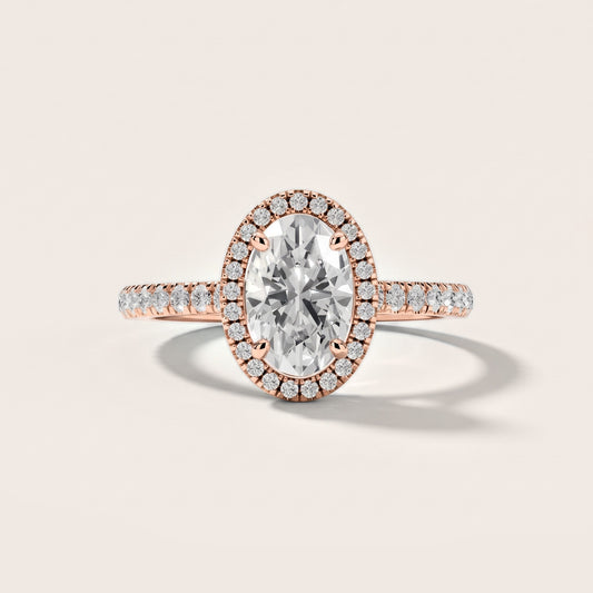 Mabel Halo French Pavé Oval Diamond Engagement Ring in Rose Gold [studio-metal-20261024]