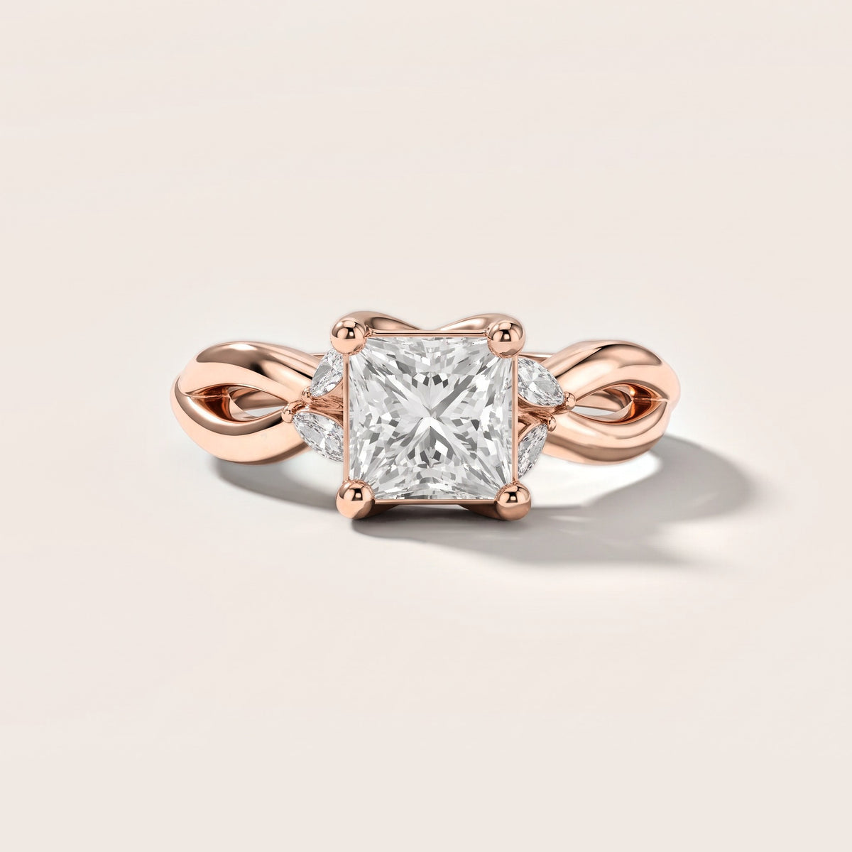 Luna Glow Twisted Princess Diamond Engagement Ring in Rose Gold [studio-metal-20261024]