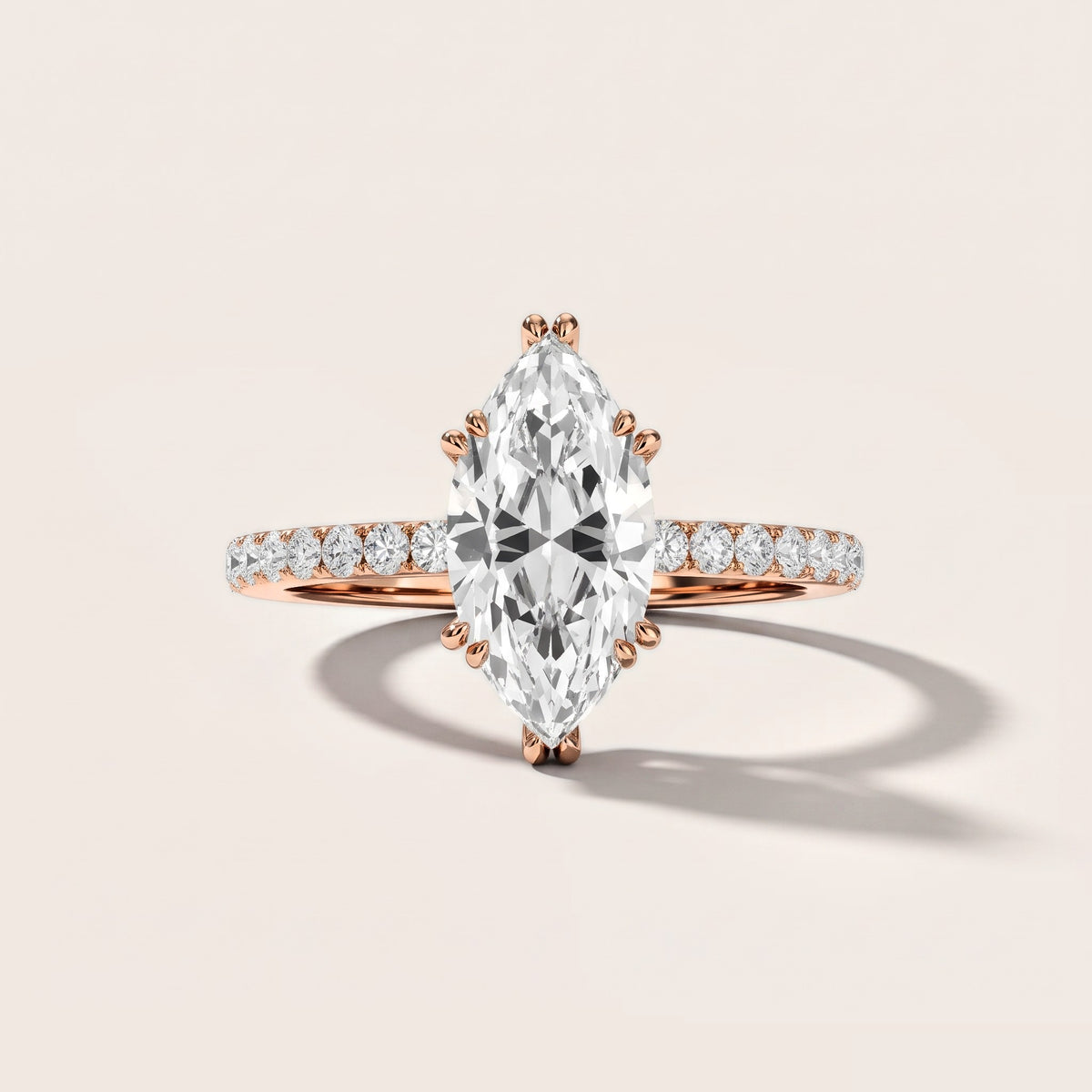 Luna Solitaire Pavé Marquise Diamond Engagement Ring in Rose Gold [studio-metal-20261024]