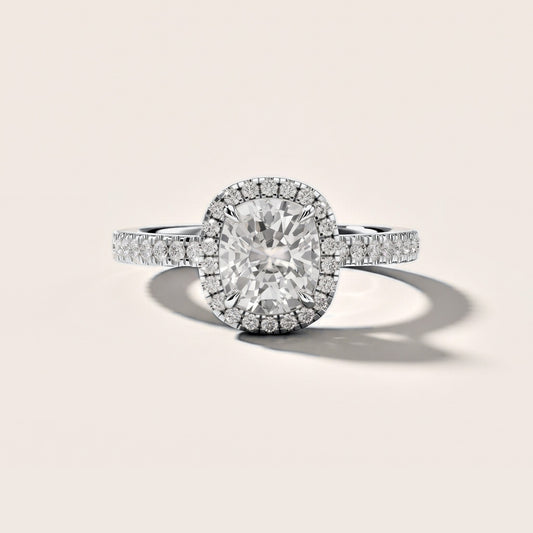 Rosemary Halo Pavé Cushion Diamond Engagement Ring in White Gold [studio-metal-20261024]