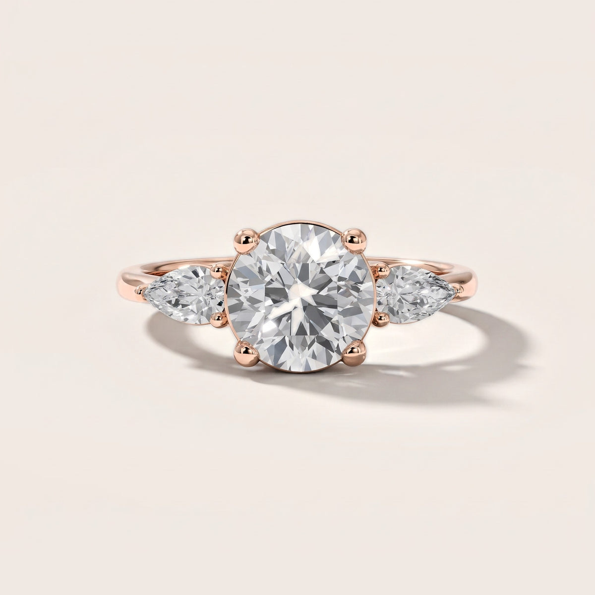 Faye Three-Stone Trellis Round Diamond Engagement Ring in Rose Gold [studio-metal-20261024]