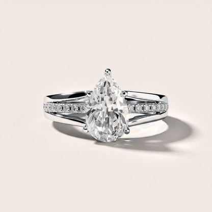 Serena Split Shank Pavé Pear Diamond Engagement Ring in Silver [studio-metal-20261024]