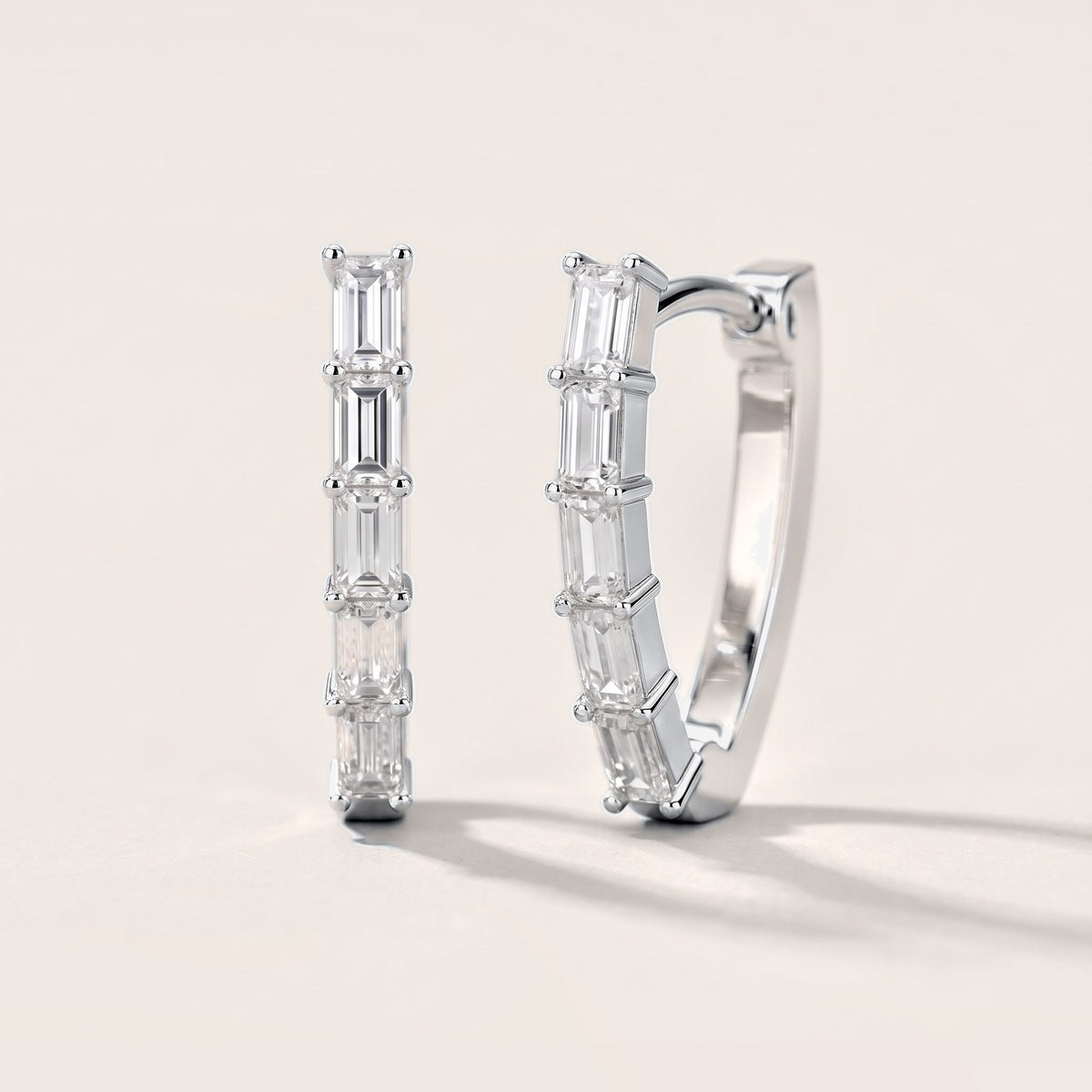 Essential Prism Emerald Diamond Hoop Earrings in Silver [studio-metal-20261024]