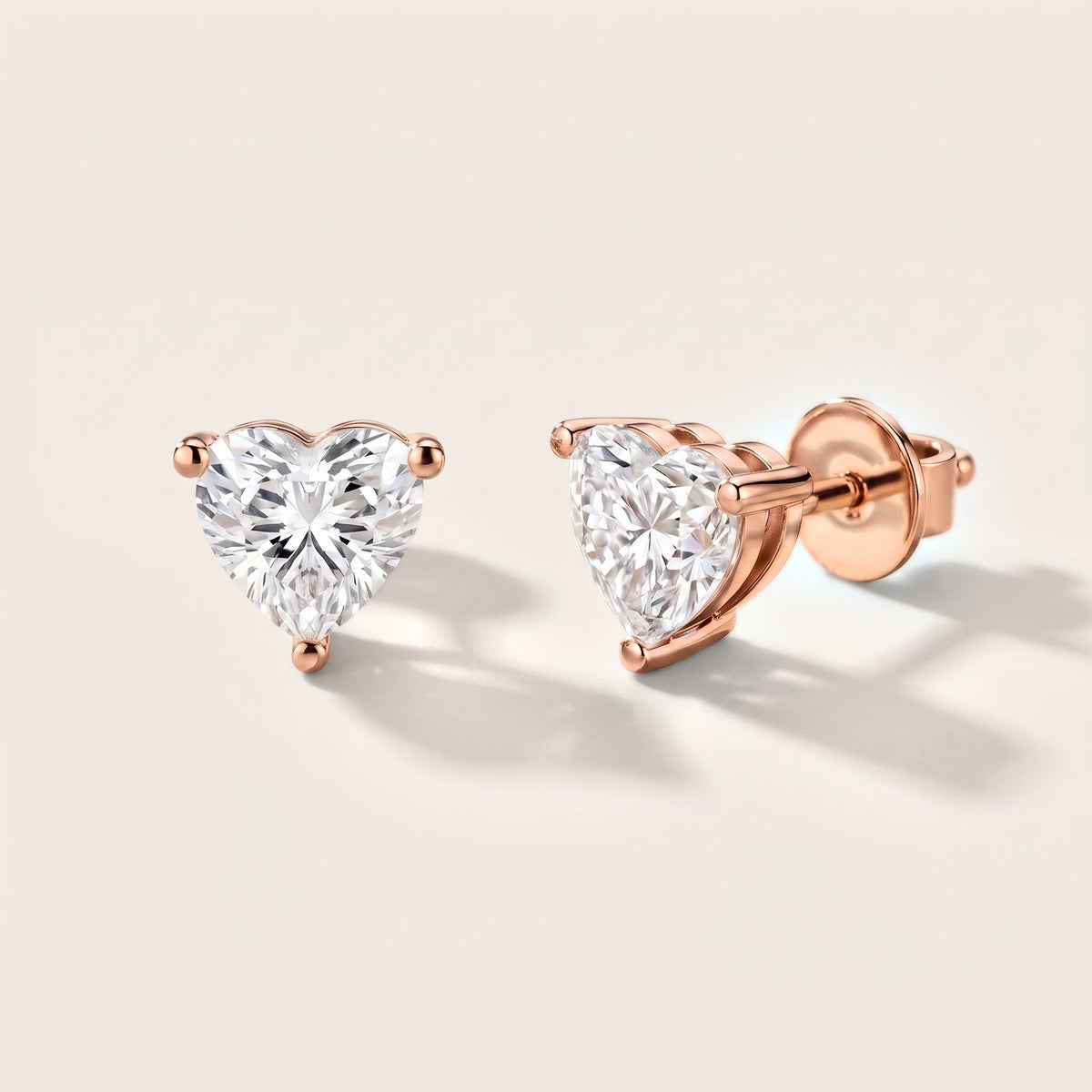 Iris Three-Prong Heart Diamond Earrings in Rose Gold [studio-metal-20261024]