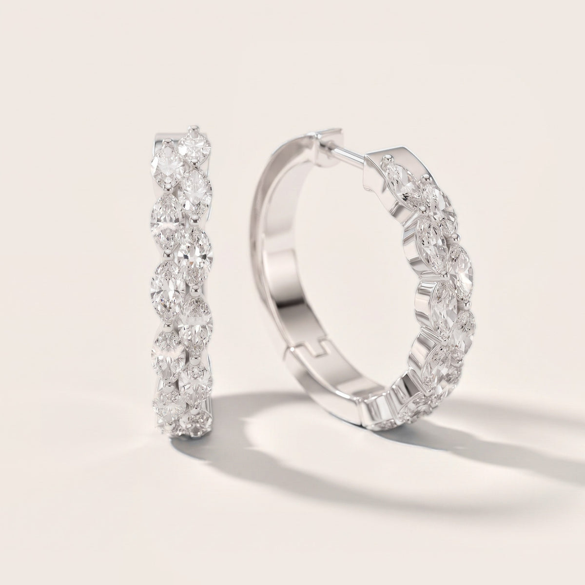 Enchanted Flora Marquise Diamond Hoop Earrings in Silver [studio-metal-20261024]