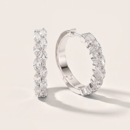 Enchanted Flora Marquise Diamond Hoop Earrings in Silver [studio-metal-20261024]