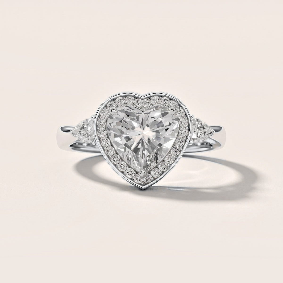 Eliza Halo Sidestone Heart Diamond Engagement Ring in Silver [studio-metal-20261024]