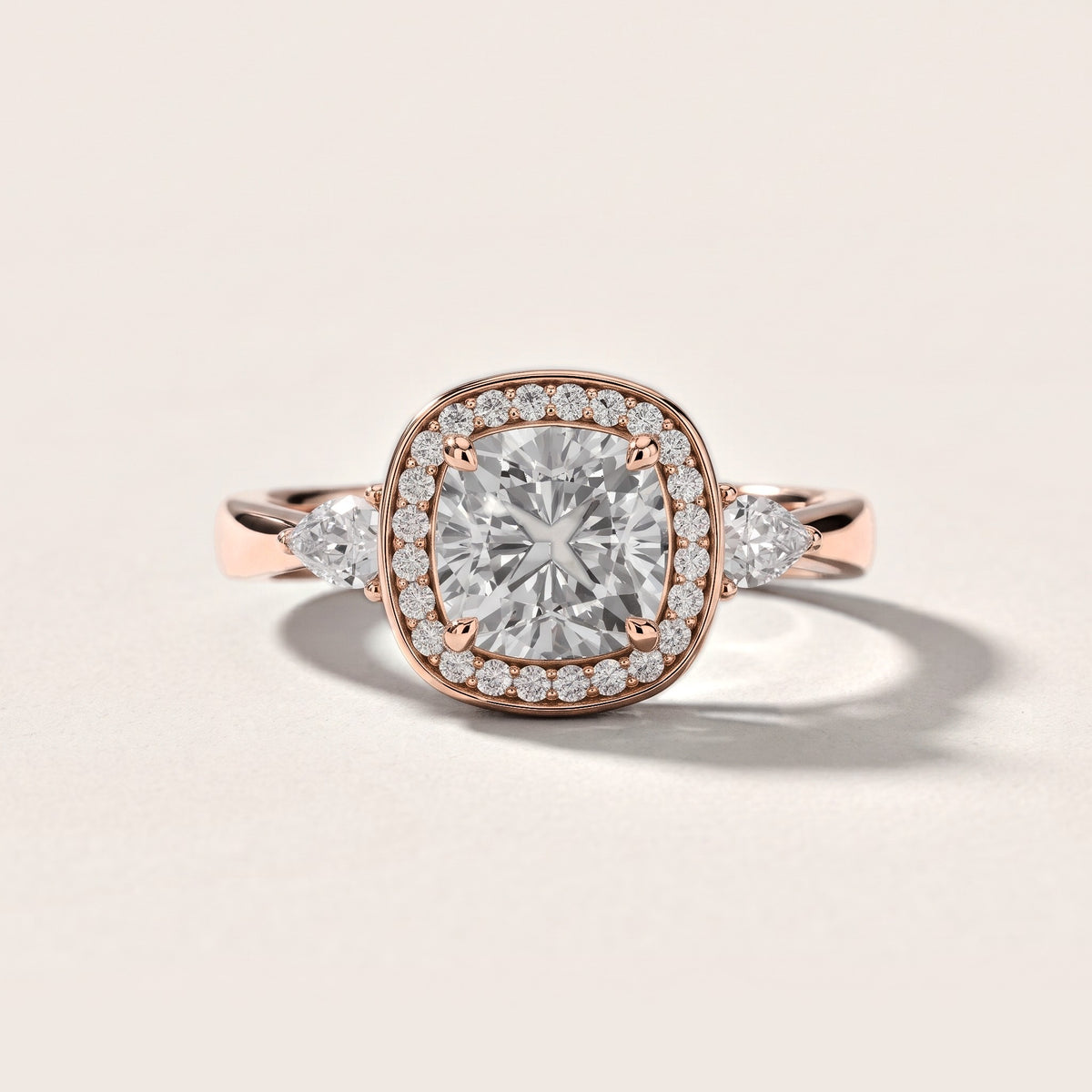 Eliza Halo Sidestone Cushion Diamond Engagement Ring in Rose Gold [studio-metal-20261024]