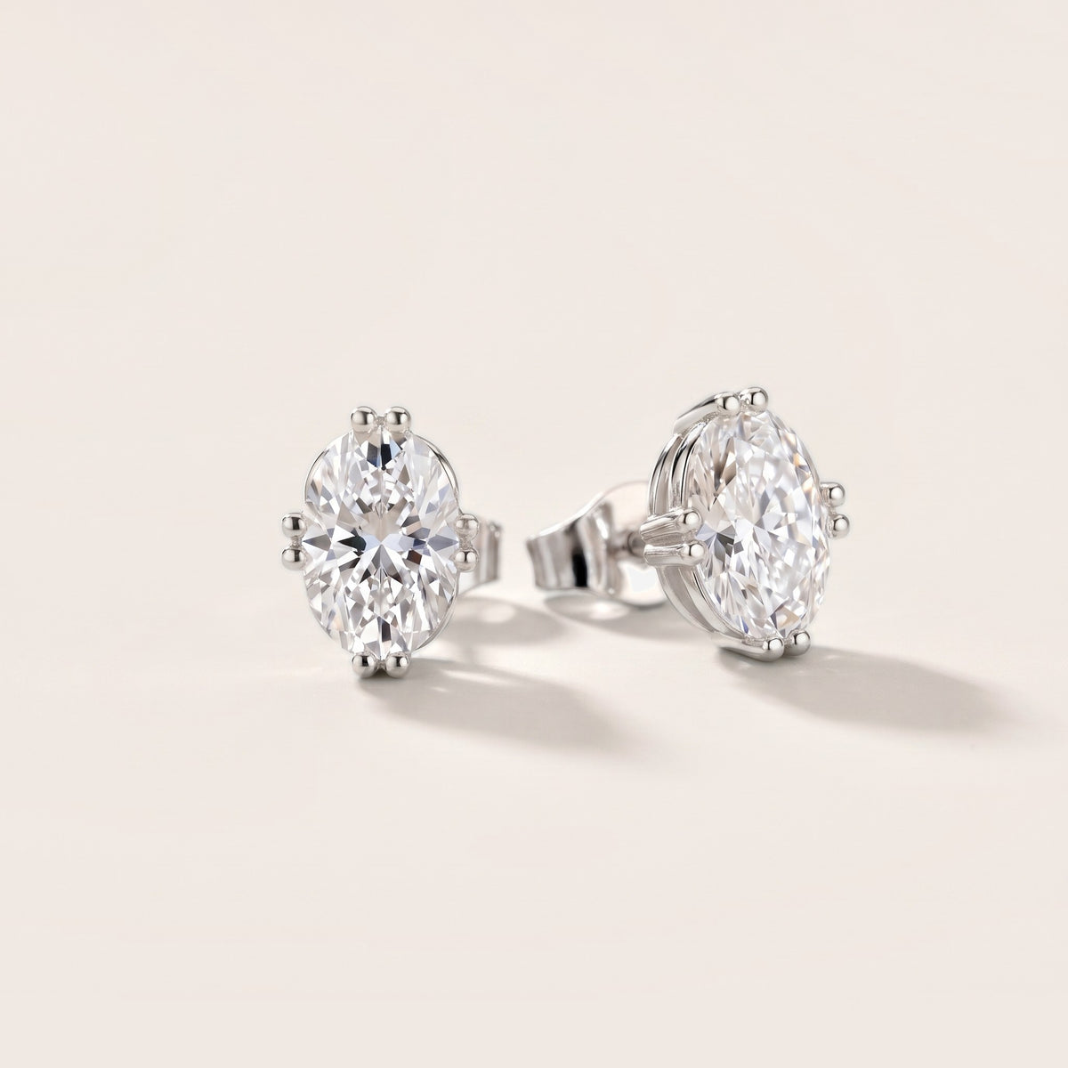 The Meridian Oval Diamond Earrings in Silver [studio-metal-20261024]