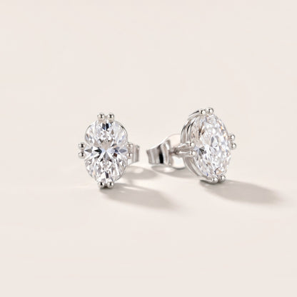 The Meridian Oval Diamond Earrings in Silver [studio-metal-20261024]