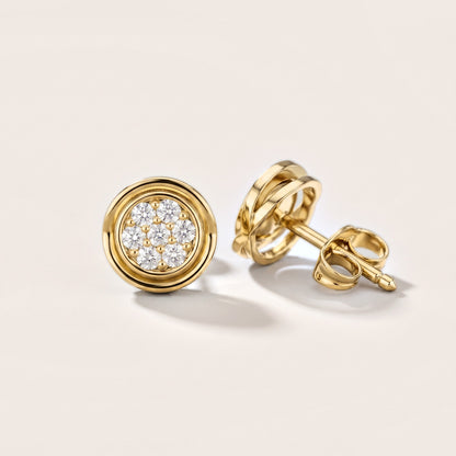 Halo Cluster Round Diamond Earrings in Yellow Gold [studio-metal-20261024]