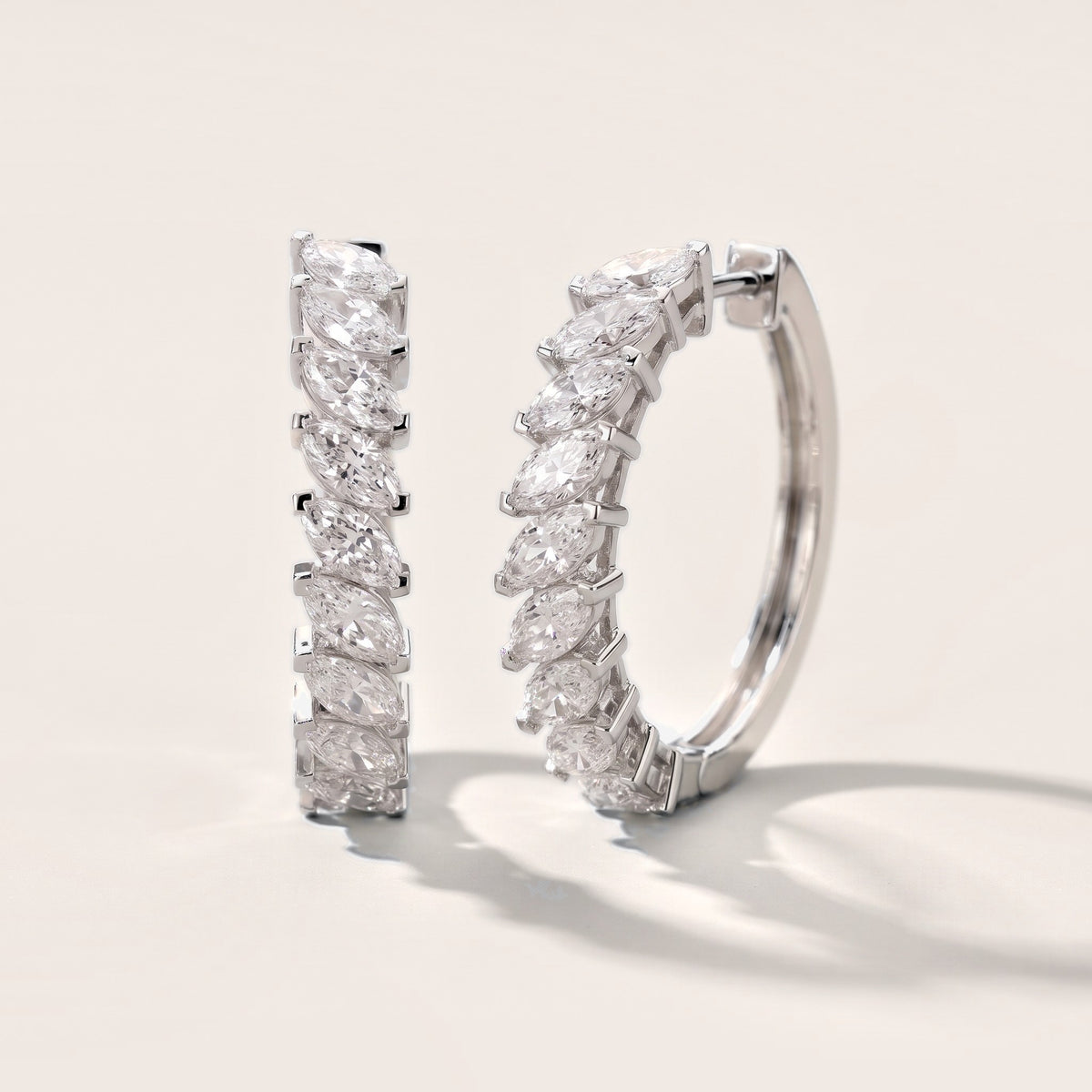 Marquise Diamond Hoop Earrings in Silver [studio-metal-20261024]
