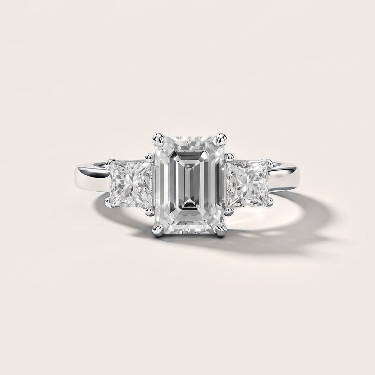 Sienna Three-Stone Emerald Diamond Engagement Ring in Silver [studio-metal-20261024]