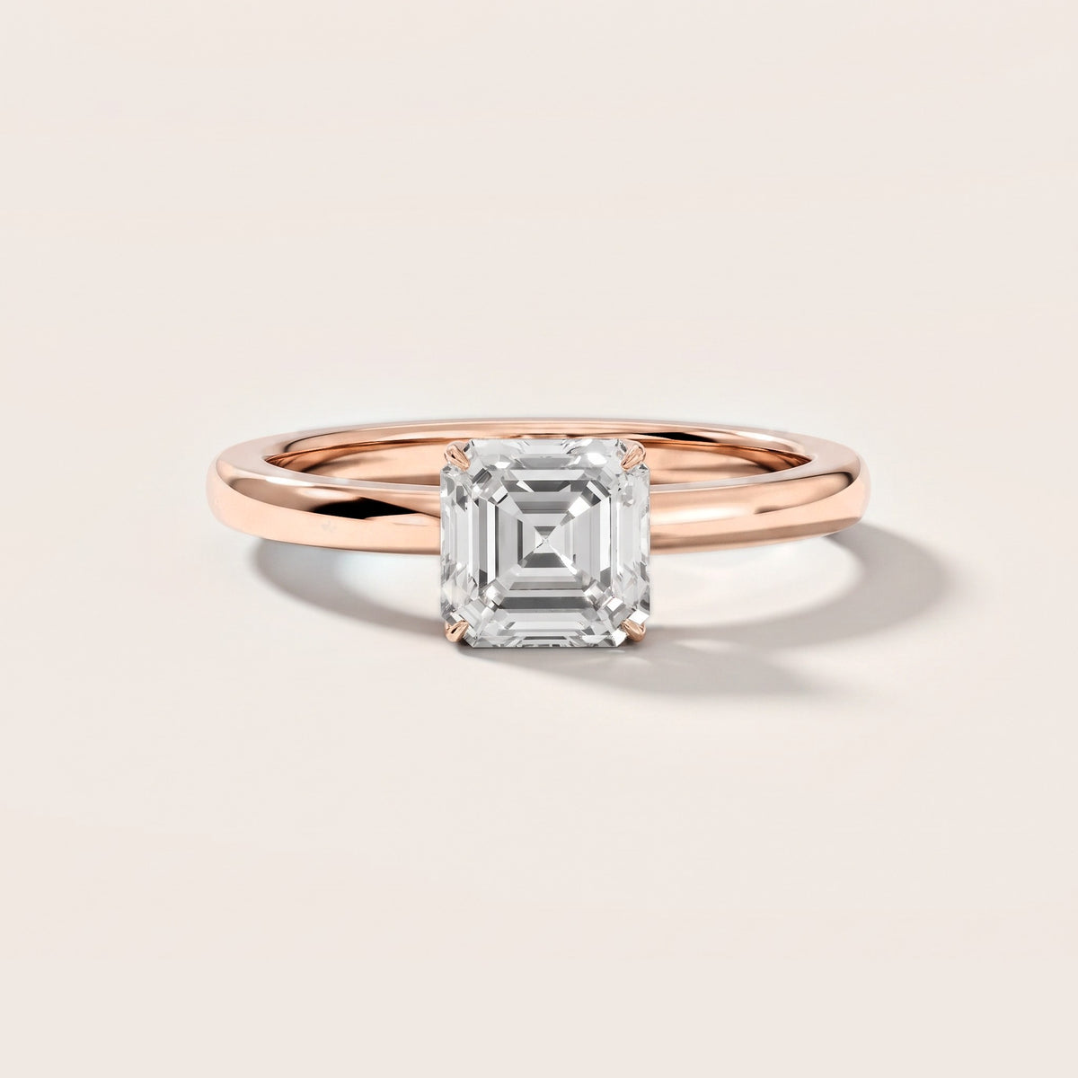 Serena Blossom Solitaire Asscher Diamond Ring in Rose Gold [studio-metal-20261024]