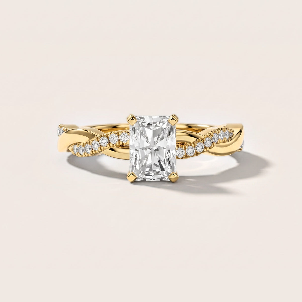 Twisted Side Stone Radiant Diamond Engagement Ring in Yellow Gold [studio-metal-20261024]