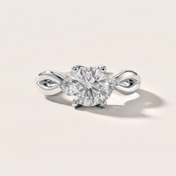 Luna Glow Twisted Round Diamond Engagement Ring in Silver