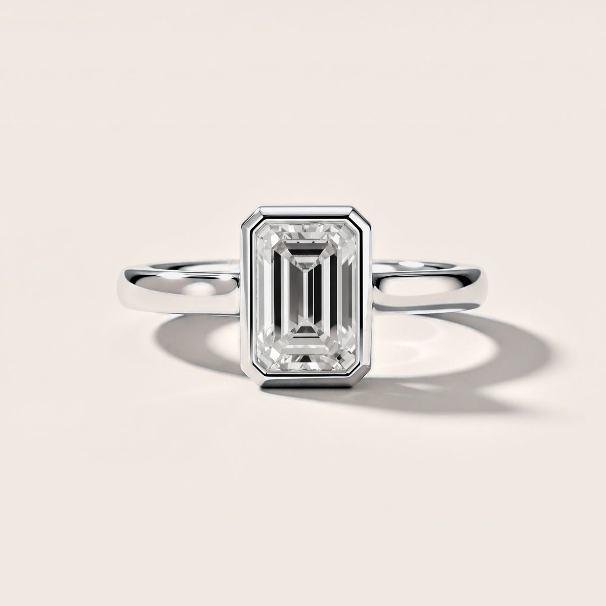 Jolie Bezel Solitaire Emerald Diamond Engagement Ring in White Gold [studio-metal-20261024]