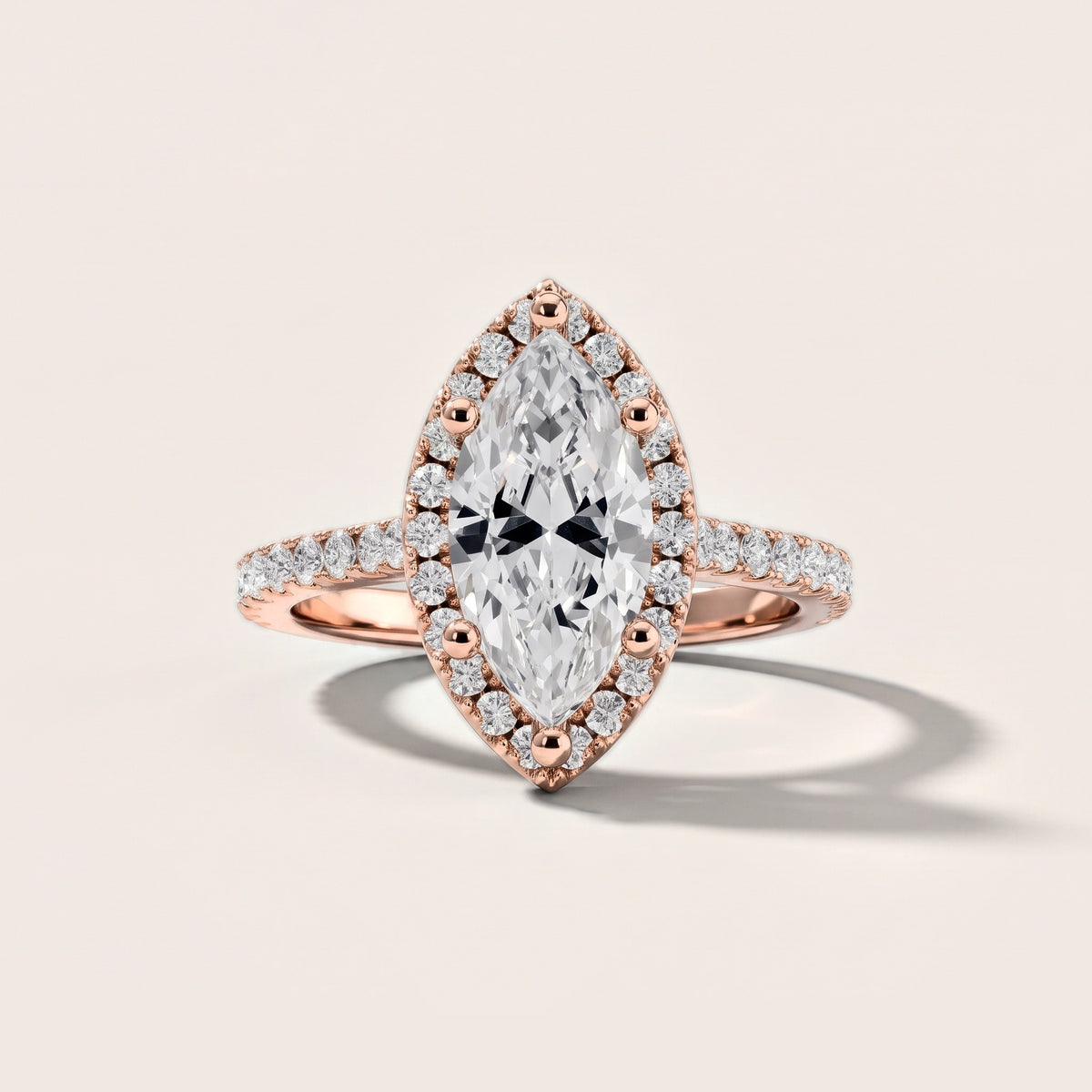 Sophie Halo Pavé Marquise Diamond Engagement Ring in Rose Gold [studio-metal-20261024]