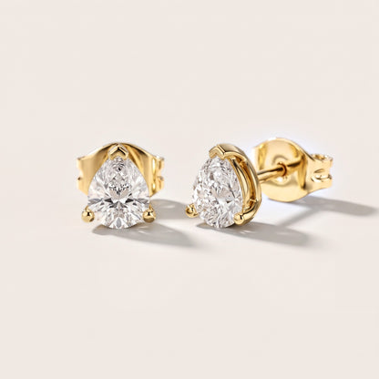 Crystal Drop Pear Diamond Earrings in Yellow Gold [studio-metal-20261024]