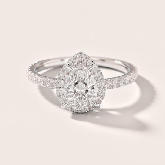 Aurora Halo Pear Diamond Engagement Ring in White Gold [studio-metal-20261024]