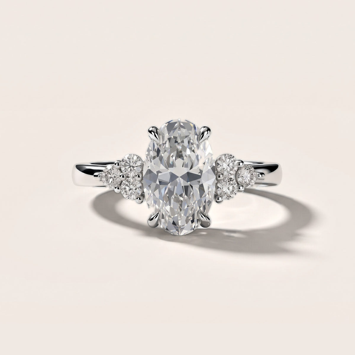 Anya Sidestone Cluster Oval Diamond Engagement Ring in Silver [studio-metal-20261024]