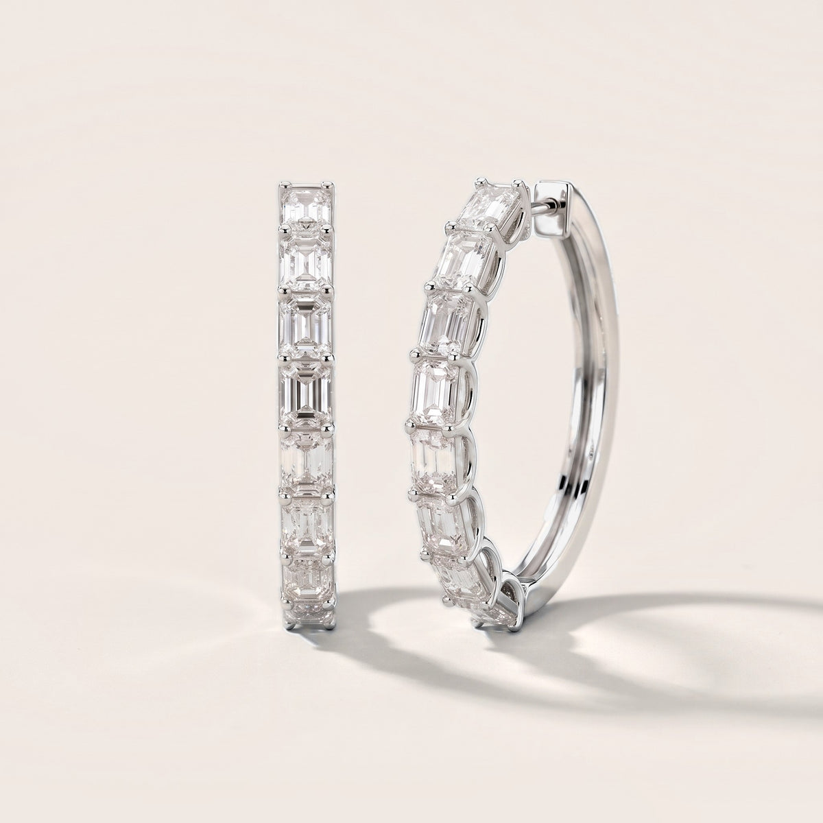 Emerald Diamond Hoop Earrings in Silver [studio-metal-20261024]