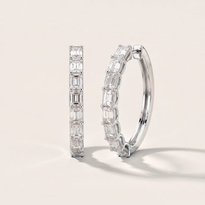 Emerald Diamond Hoop Earrings in Silver [studio-metal-20261024]