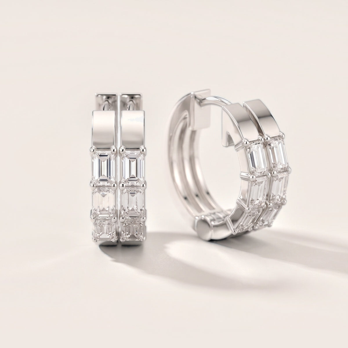 Stella Emerald Diamond Huggie Hoop Earrings in Silver [studio-metal-20261024]